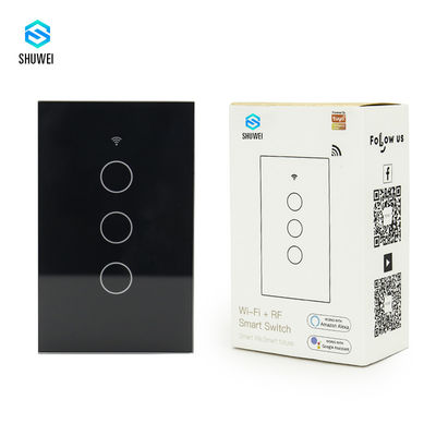 OEM 110Vのアメリカの黒い接触3一団3の方法スマートなスイッチ声制御TuyaAPP Alexa Googleの家